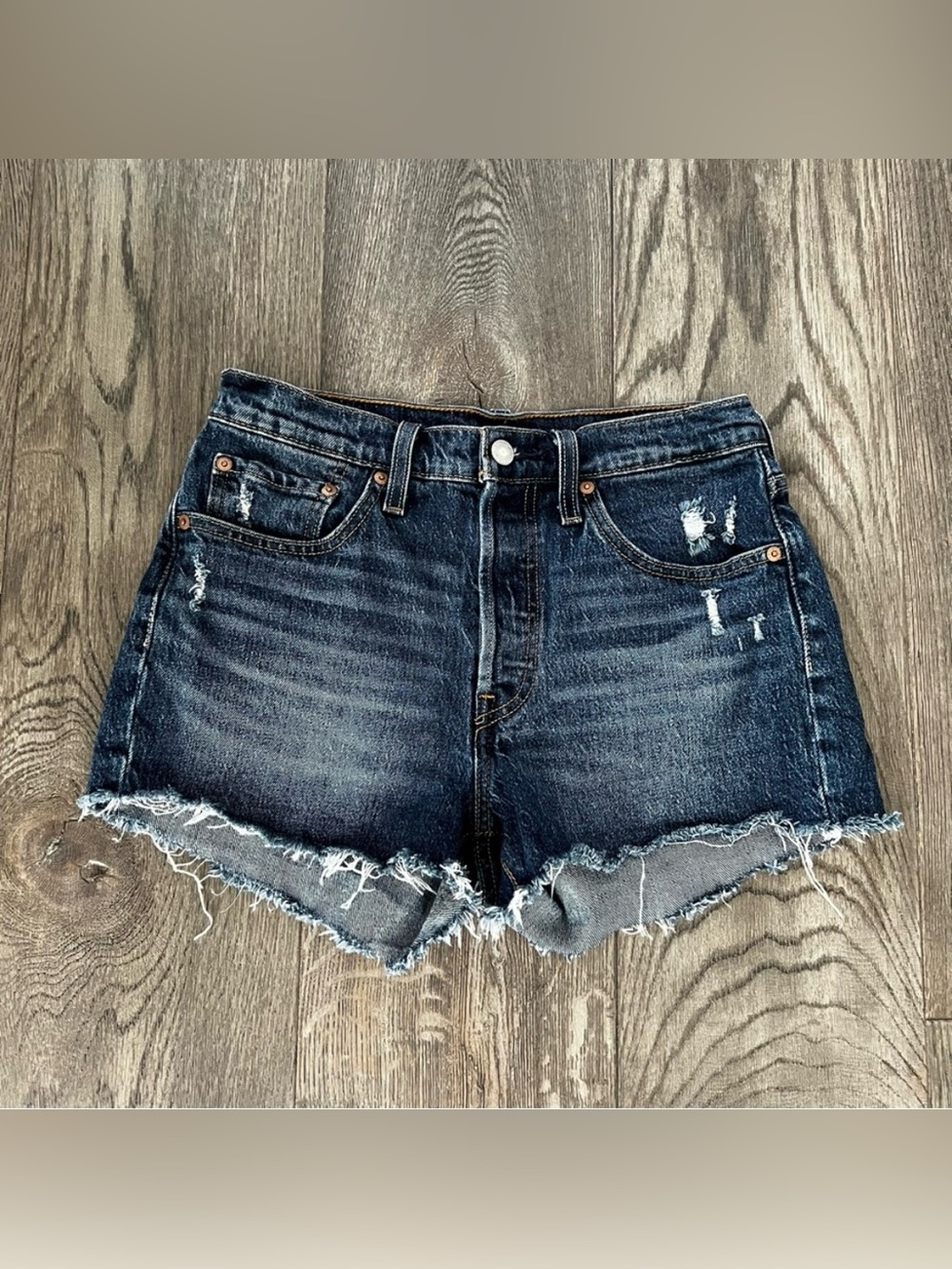 LEVI’S 501 Button Fly Denim Jean Cutoff Shorts Red Tab Size 27